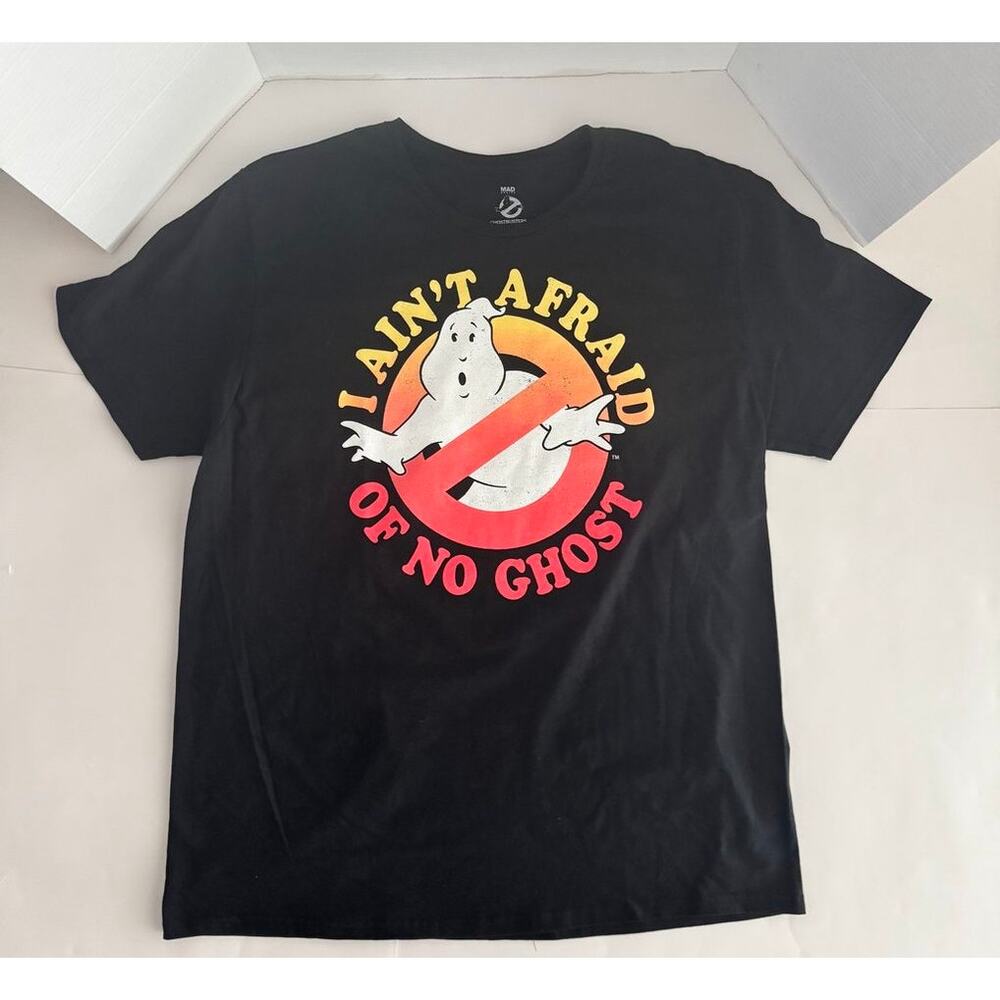 Ghostbusters I Ain’t Afraid of No Ghost Black Graphic Tee XL 2024 Mad Engine